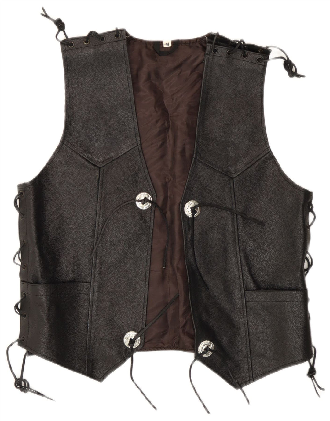Vintage herre lædervest Medium Black Biker