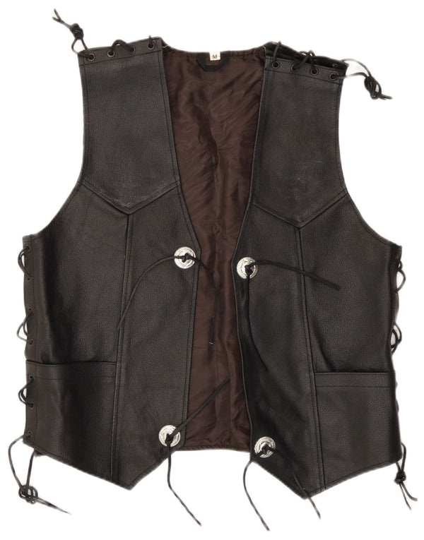 Vintage herre lædervest Medium Black Biker