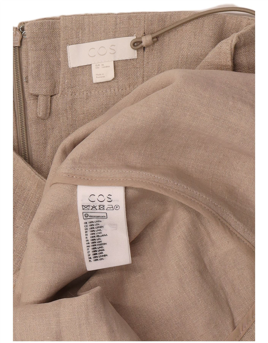 Cos Womens Asymmetrisk Slip Dress EU 36 Small Beige Linen