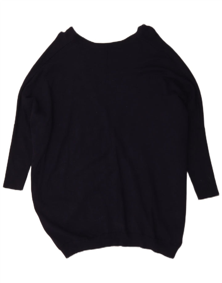 Zara Dame Oversized V-hals sweater UK 14 Medium Navy Blue