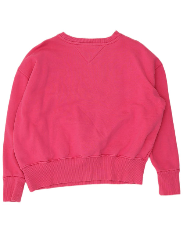 Tommy Hilfiger Dame Grafisk Oversized Sweatshirt Jumper UK 10 Small Pink