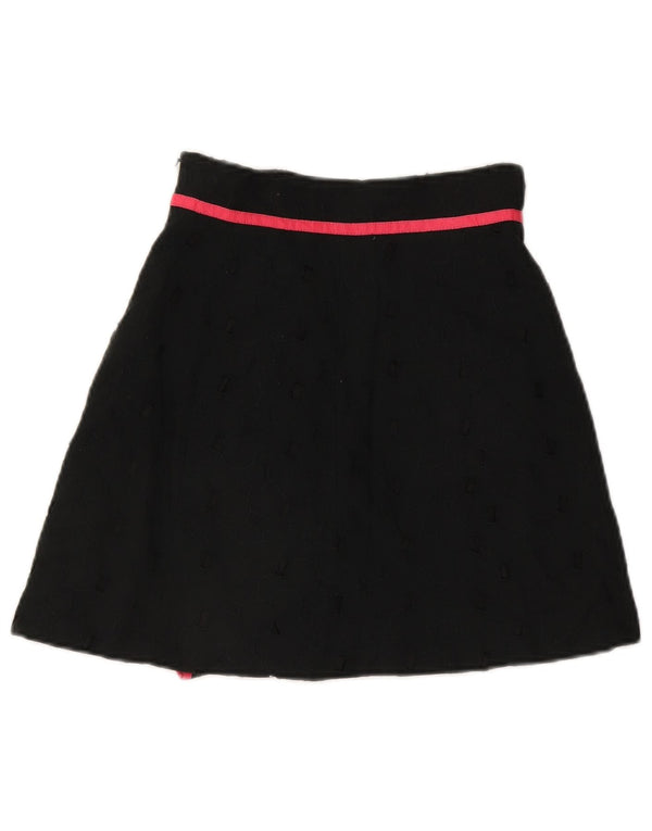 Karen Millen Dame Flæse Nederdel UK 8 Small W26 Sort Geometrisk Bomuld