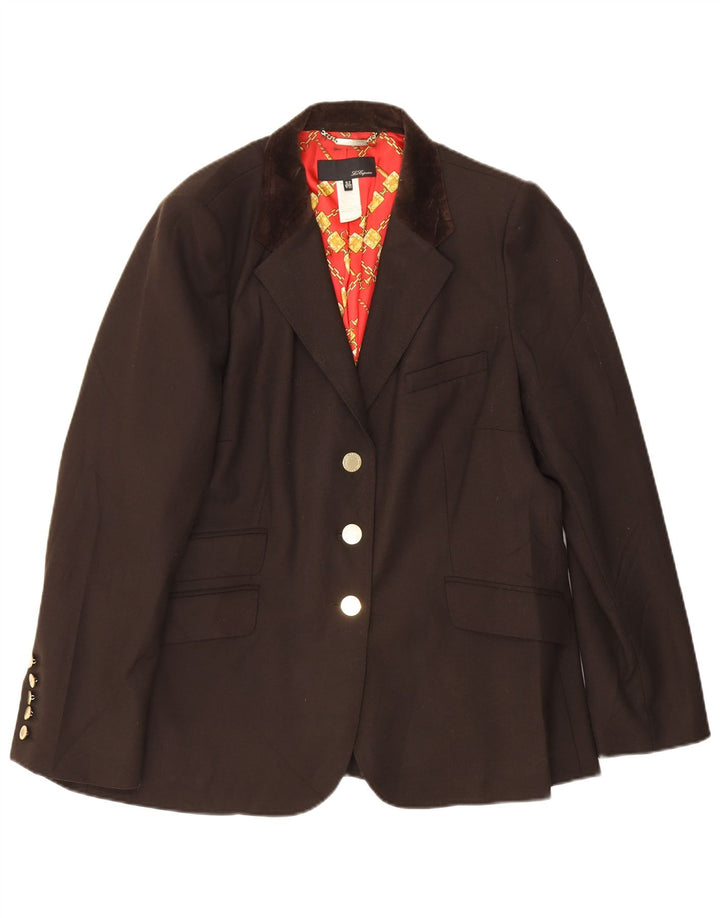 Les Copains Dame 3-knaps blazerjakke IT 52 2XL Brun Virgin Wool