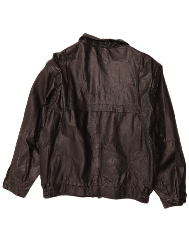 VINTAGE Herre Læderjakke UK 40 Stor Sort Læder