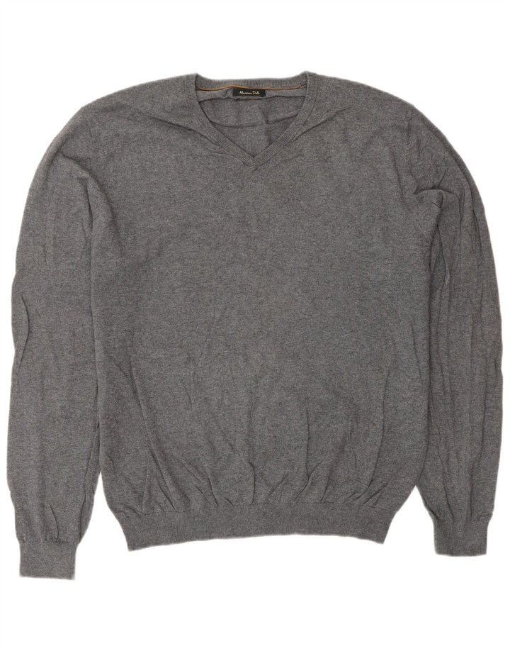 Massimo Dutti Herre V-hals sweater XL Grå Bomuld