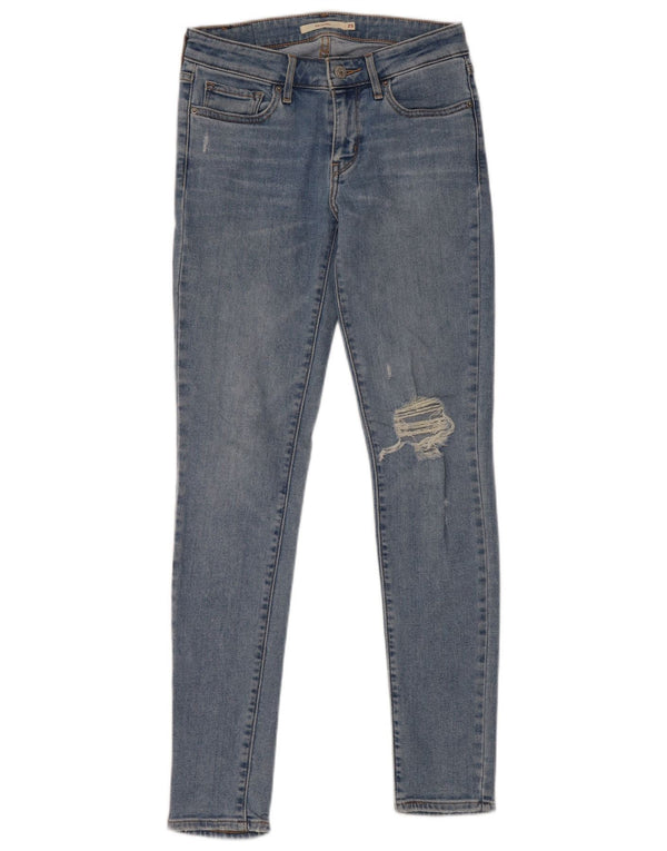 Levi's Dame 711 Distressed Skinny Jeans W25 L30 Blå Bomuld
