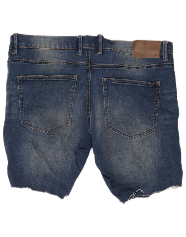 French Connection Skinny Denim Shorts til mænd W32 Medium Blue Cotton