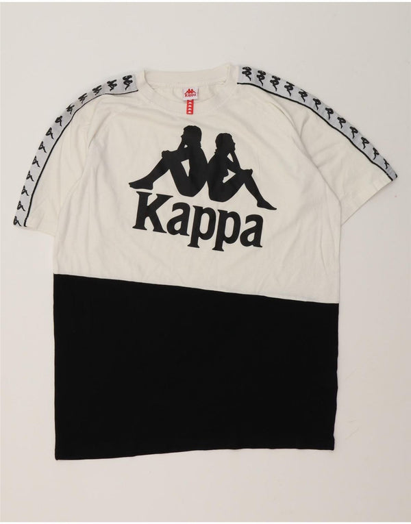 Kappa Herre Grafisk T-Shirt Top 2XL Hvid Colourblock Bomuld