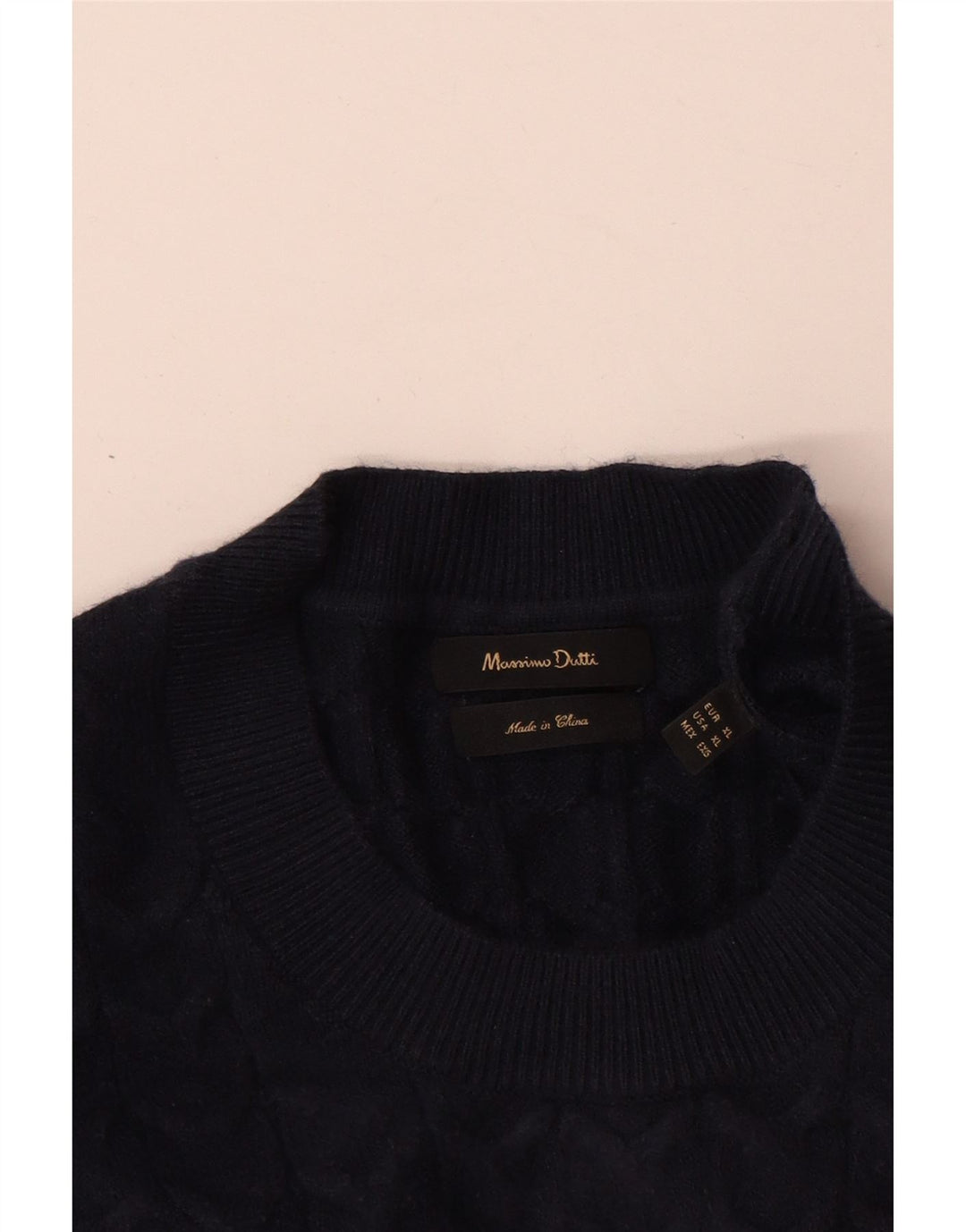 Massimo Dutti Herre Crew Neck Jumper Sweater XL Navy Blue Viscose