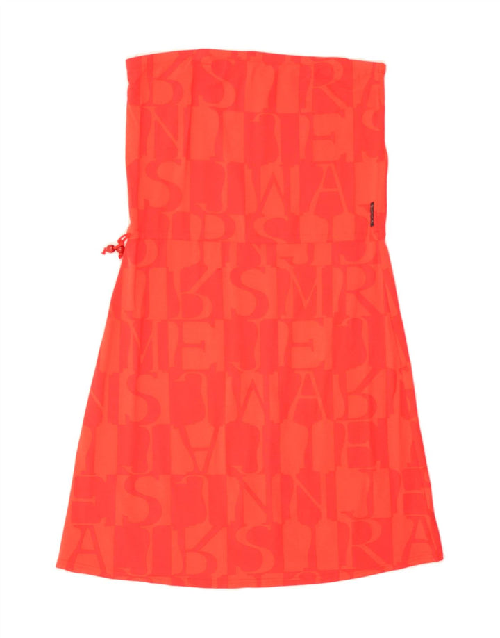 ARMANI JEANS Womens Graphic Strapless Dress US 12 Large Red Viscose Vintage Armani Jeans and Second-Hand Armani Jeans from Messina Hembry 