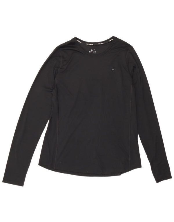 Nike Dame Dri Fit Top Langærmet UK 14 Stor Sort Polyester