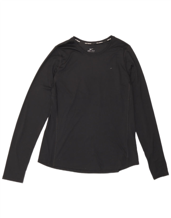 Nike Dame Dri Fit Top Langærmet UK 14 Stor Sort Polyester