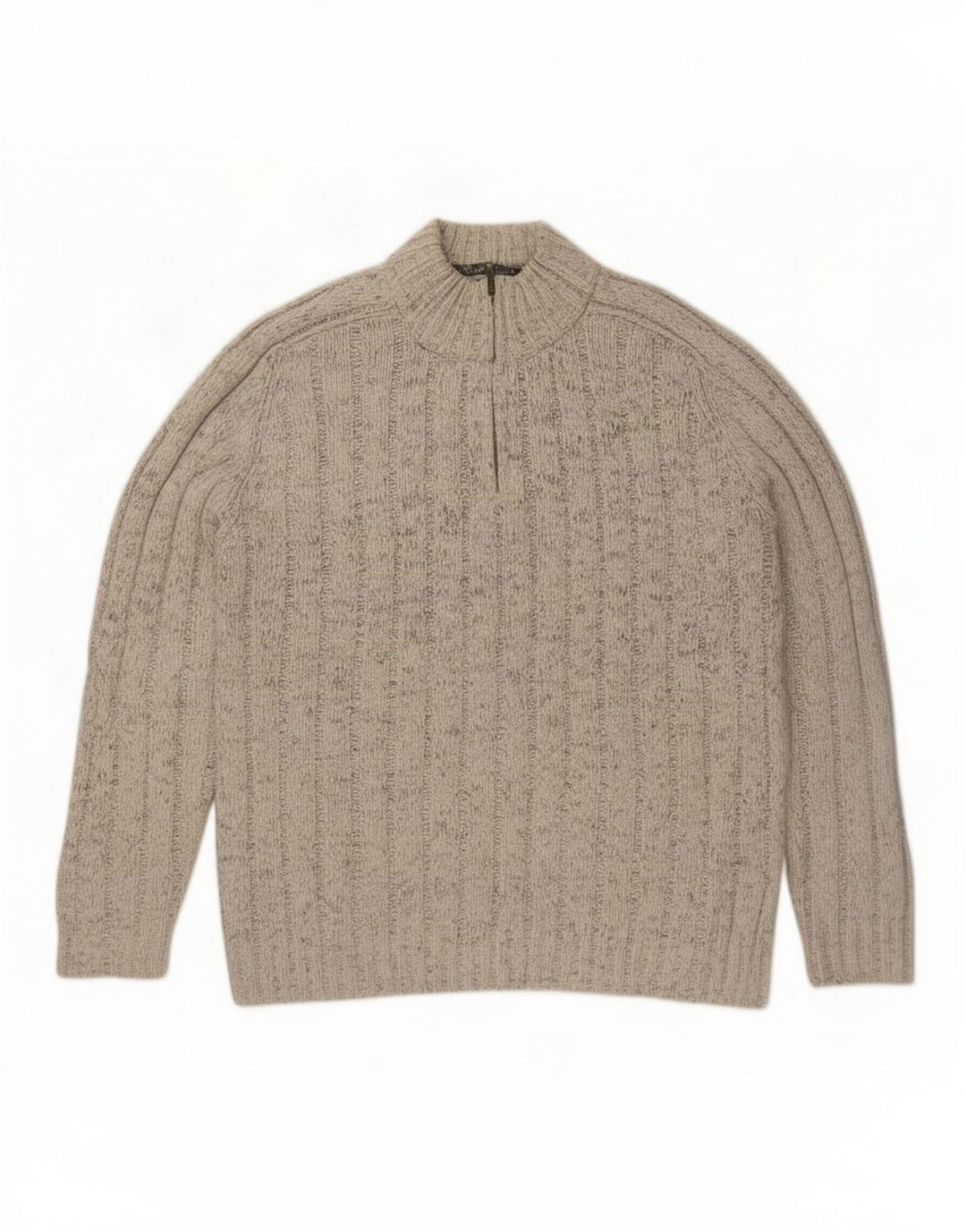 Marks & Spencer Herre Zip Neck Jumper Sweater 2XL Grå Flecked Wool