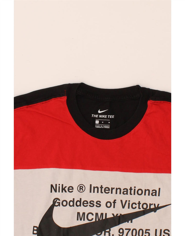 NIKE Grafisk T-shirt top mellem sort farveblok bomuld