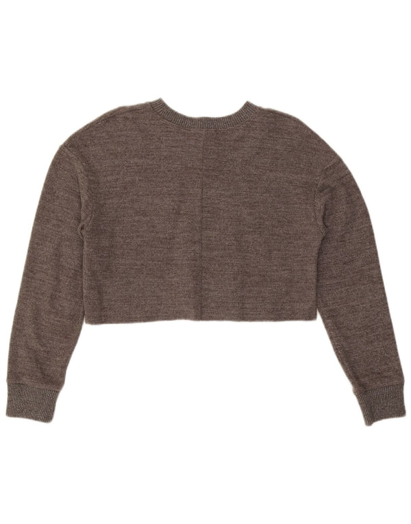 Zara Womens Crop Top Langærmet UK 10 Small Grå Flecked