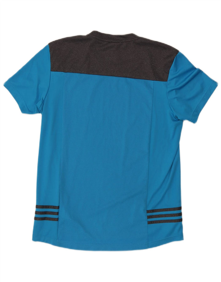 Adidas Herre T-Shirt Top Medium Blue Colourblock Polyester