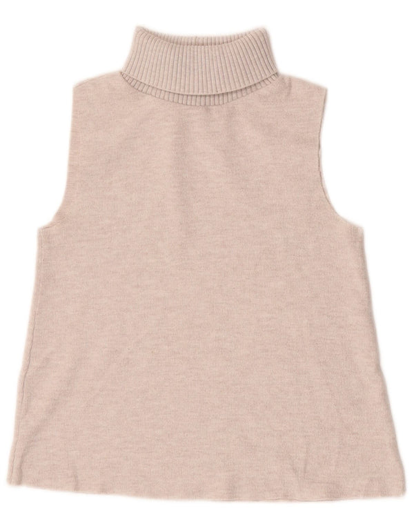 Zara Dame Crop Roll Neck Vest Tank Top UK 8 Small Grey Flecked