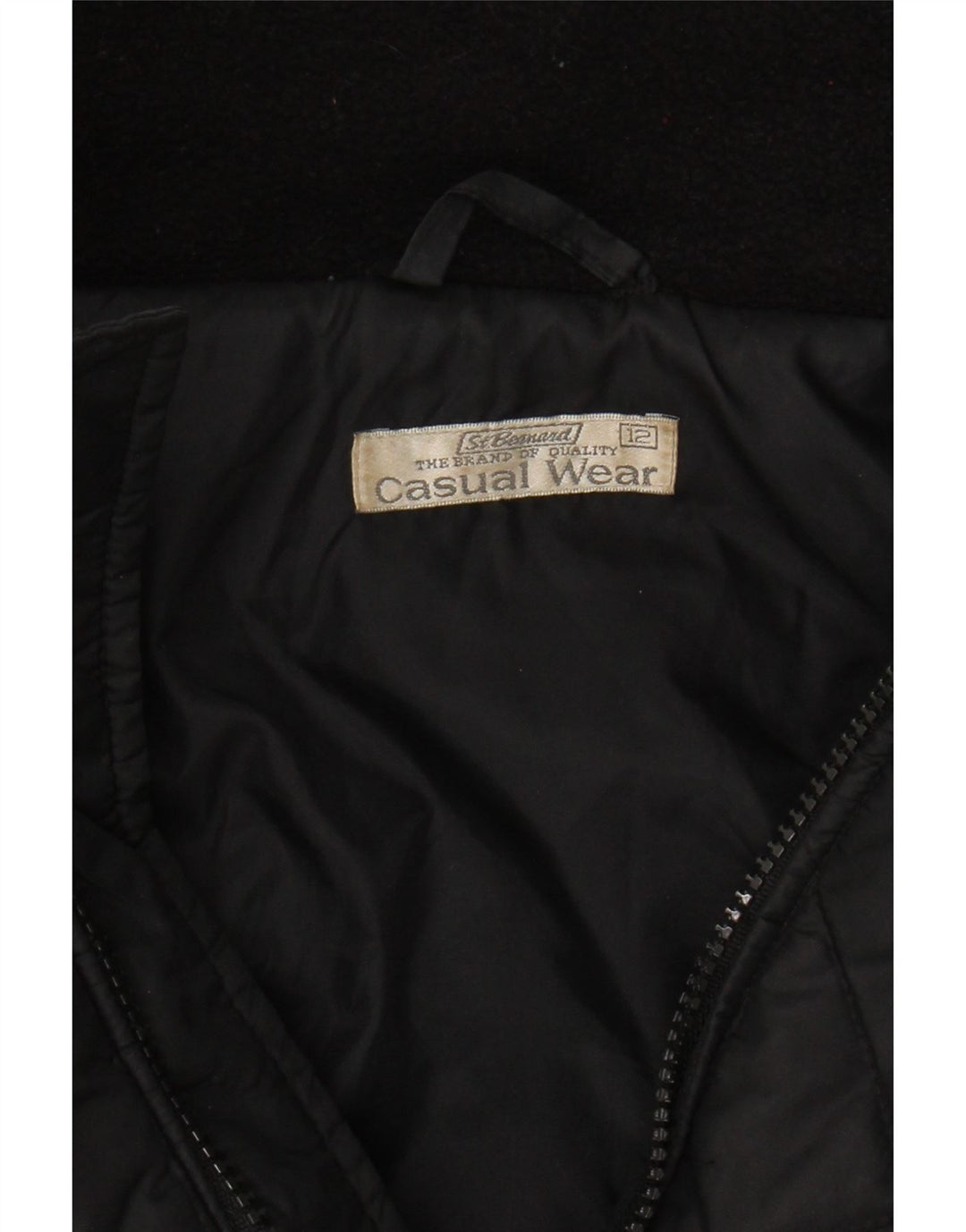 ST. BERNARD Womens Padded Jacket UK 12 Medium Black Nylon Vintage St. Bernard and Second-Hand St. Bernard from Messina Hembry 
