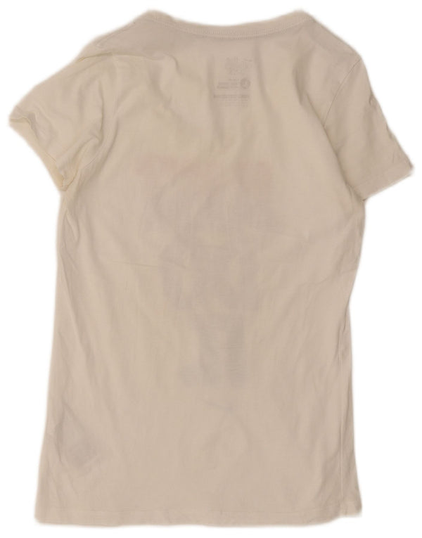 Nike Dame Slim Fit Grafisk T-Shirt Top UK 14 Stor Hvid Bomuld