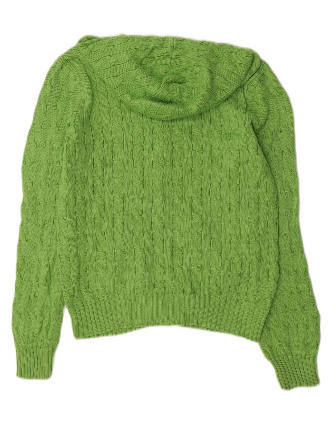 RALPH LAUREN Dame hætte cardigan sweater UK 16 Stor grøn bomuld