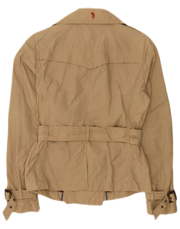 Playlife Kvinder Kort Trench Coat UK 10 Lille Beige Bomuld