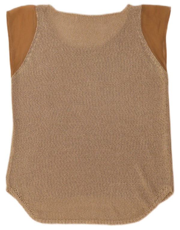 Zara strikbluse top UK 16 Large Beige Colourblock Akryl