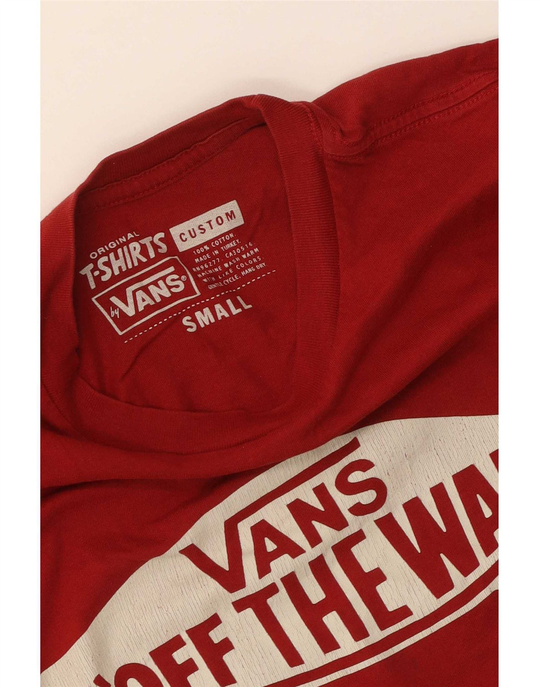 Vans Herre Custom Fit Grafisk T-Shirt Top Lille Rød Bomuld