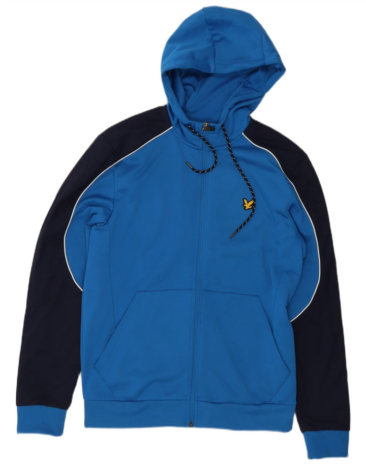 Lyle & Scott Herre hættetrøje med lynlås mellemblå Colourblock Polyester
