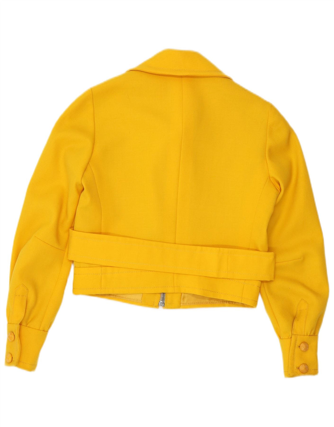 VINTAGE Womens Crop Bomber Jacket UK 8 Small Yellow