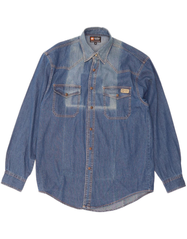 Lotto Herre Workwear Acid Wash Denim Shirt Medium Blue Cotton