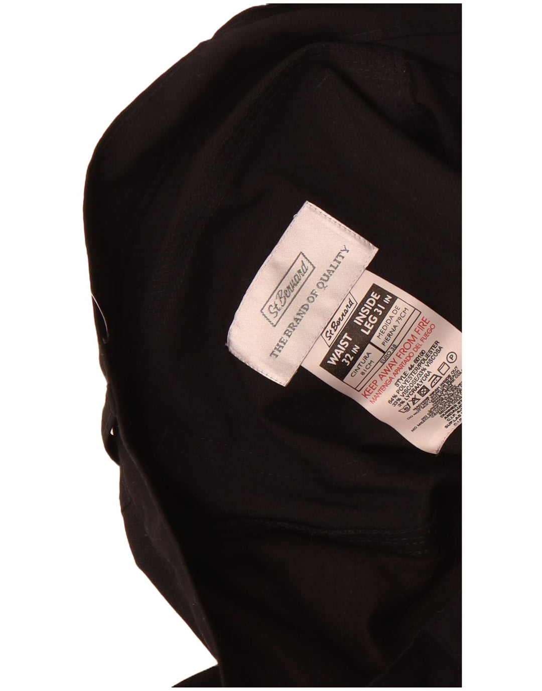 St. Bernard Straight Suit bukser til mænd W32 L31 Sort polyester