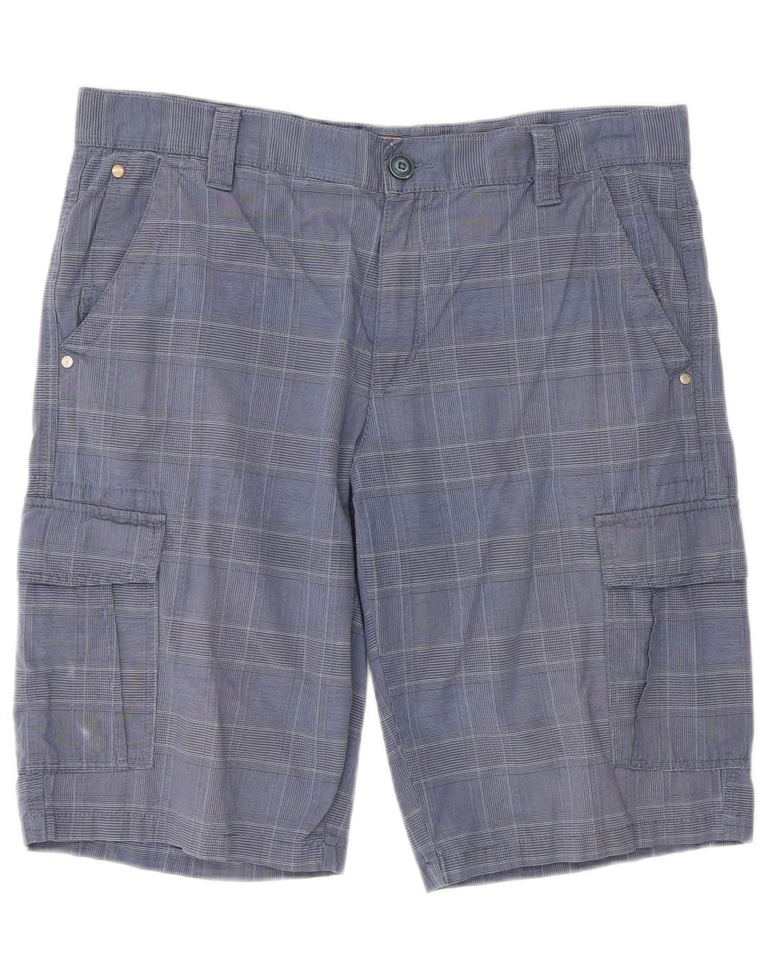 Blå Side Herre Cargo Shorts IT 52 XL W36 Blå Ternet Bomuld