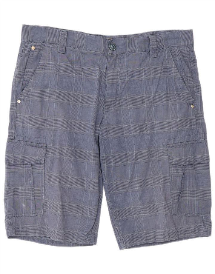 Blå Side Herre Cargo Shorts IT 52 XL W36 Blå Ternet Bomuld