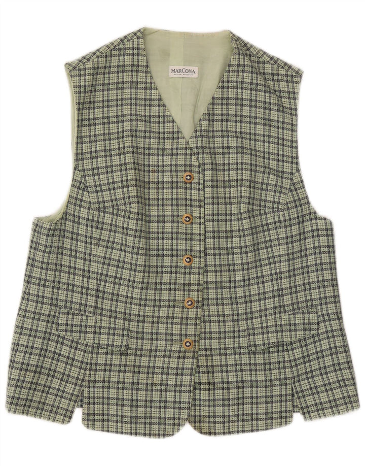Vintage damevest IT 46 Stor grøn ternet uld