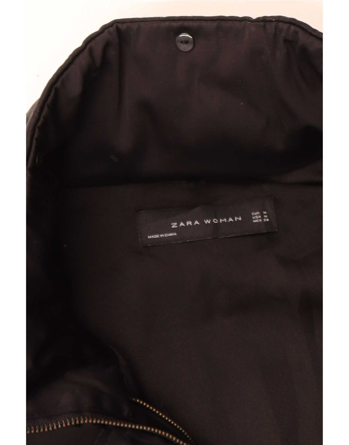Zara Dame Hooded Parka Jacket UK 14 Medium Black