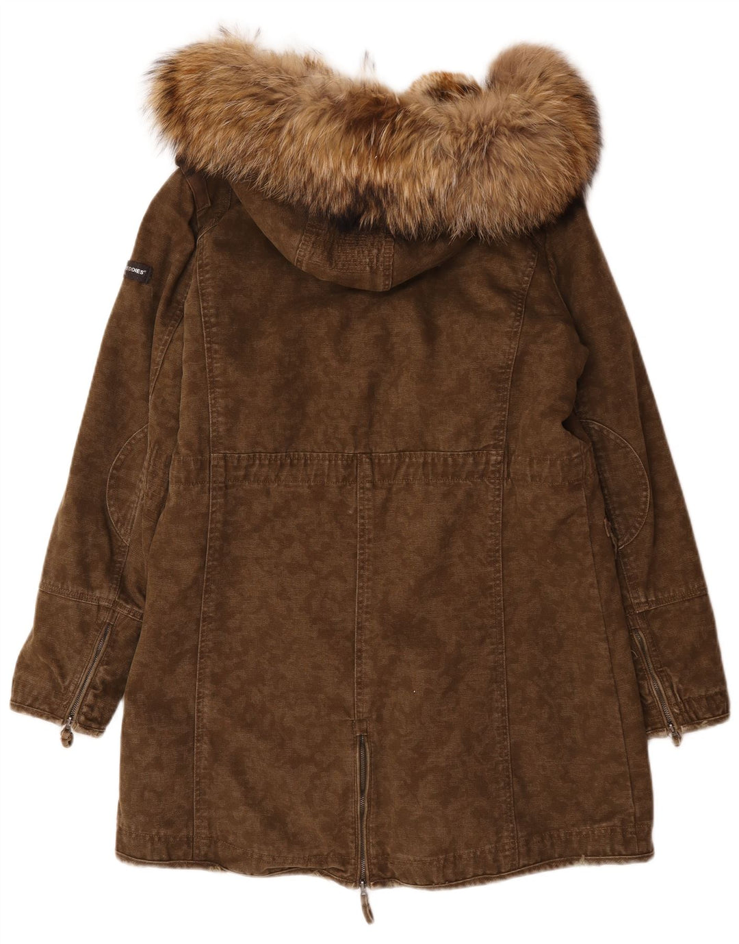 Frieda & Freddies Dame Hooded Parka Jacket EU 40 Medium Khaki Cotton