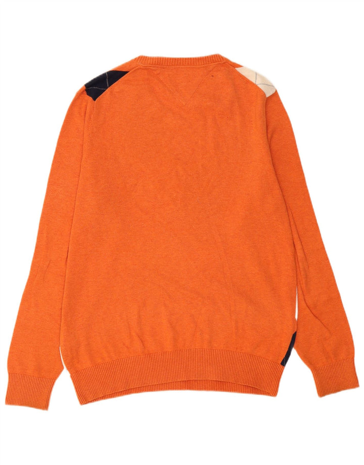 Tommy Hilfiger Herre V-hals sweater Medium Orange Argyle/Diamond
