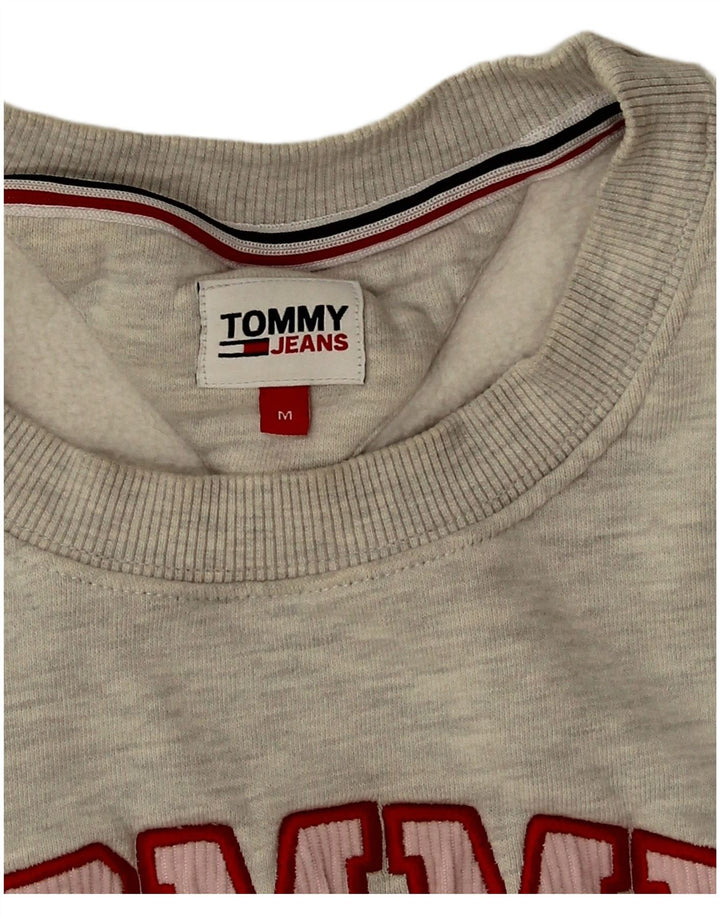 Tommy Hilfiger Dame Grafisk Oversized Sweatshirt Jumper UK 14 Medium Grå