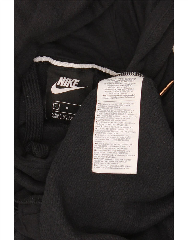 NIKE Oversized Longline grafisk hættetrøje til kvinder UK 16 Large Black
