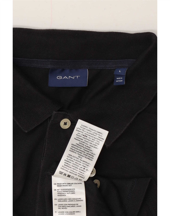 Gant grafisk poloshirt til mænd, stor sort bomuld