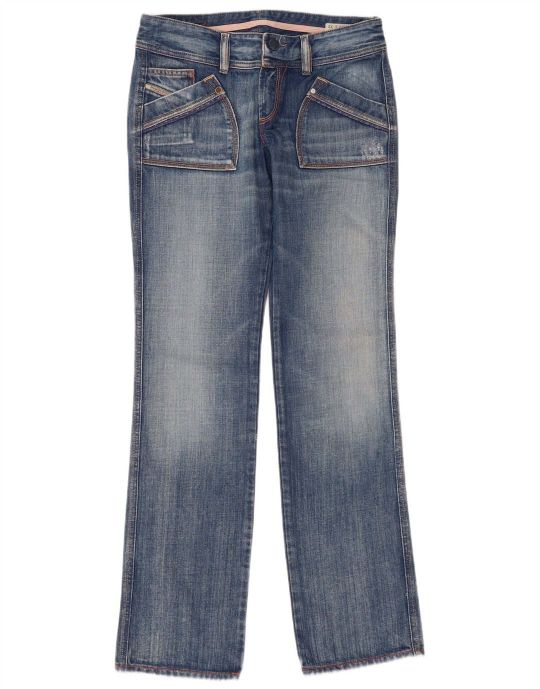 Diesel Dame Reckfly Straight Jeans W29 L32 Blå Bomuld