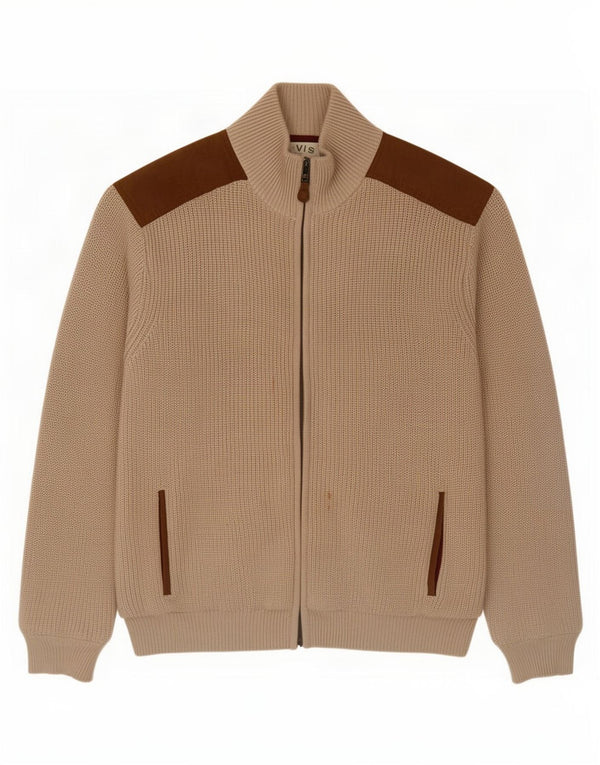 Orvis Herre Cardigan Sweater XL Beige Colourblock Bomuld