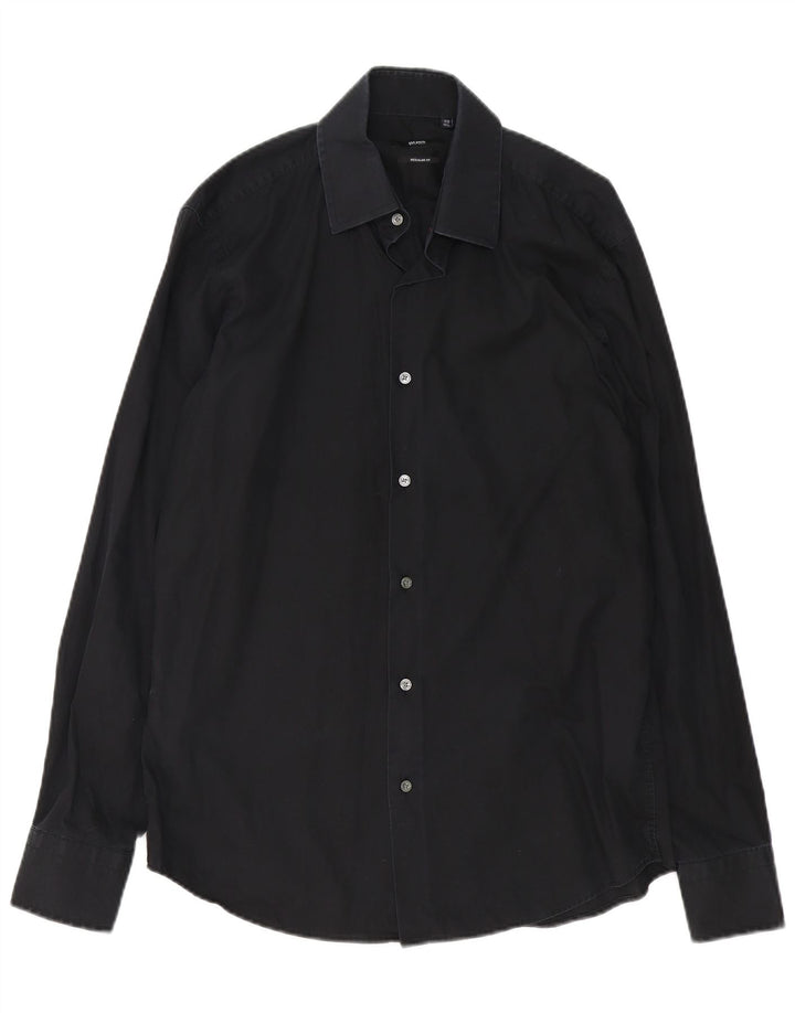 Hugo Boss Herre Regular Fit Skjorte Størrelse 39 15 1/2 Medium Sort