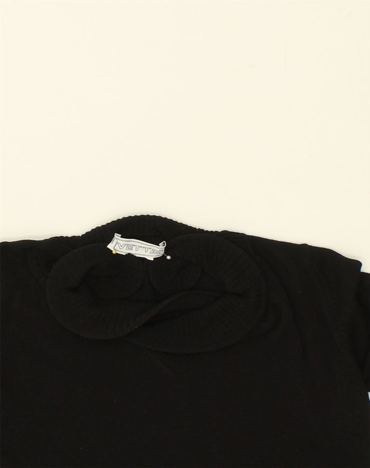 VINTAGE Womens Shawl Neck Jumper Sweater UK 12 Medium Black Cotton | Vintage Vintage | Thrift | Second-Hand Vintage | Used Clothing | Messina Hembry 
