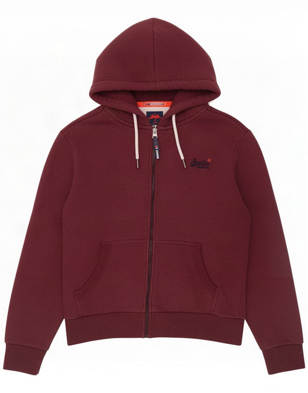 Superdry hættetrøje med lynlås til kvinder UK 18 XL Bourgogne bomuld