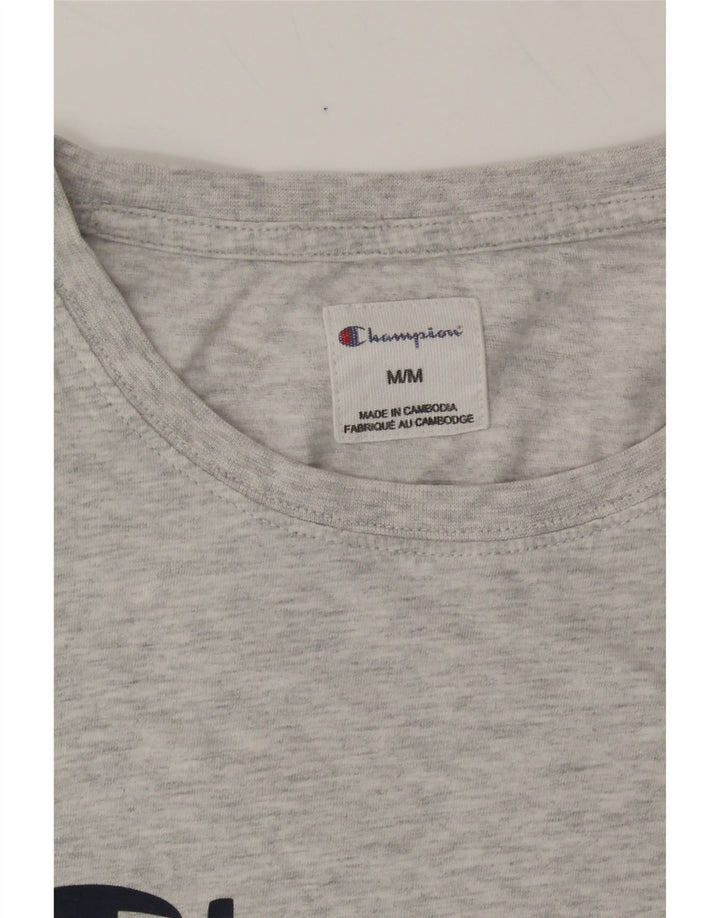 CHAMPION Womens Graphic T-Shirt Top UK 12 Medium Grey Cotton Vintage Champion and Second-Hand Champion from Messina Hembry 