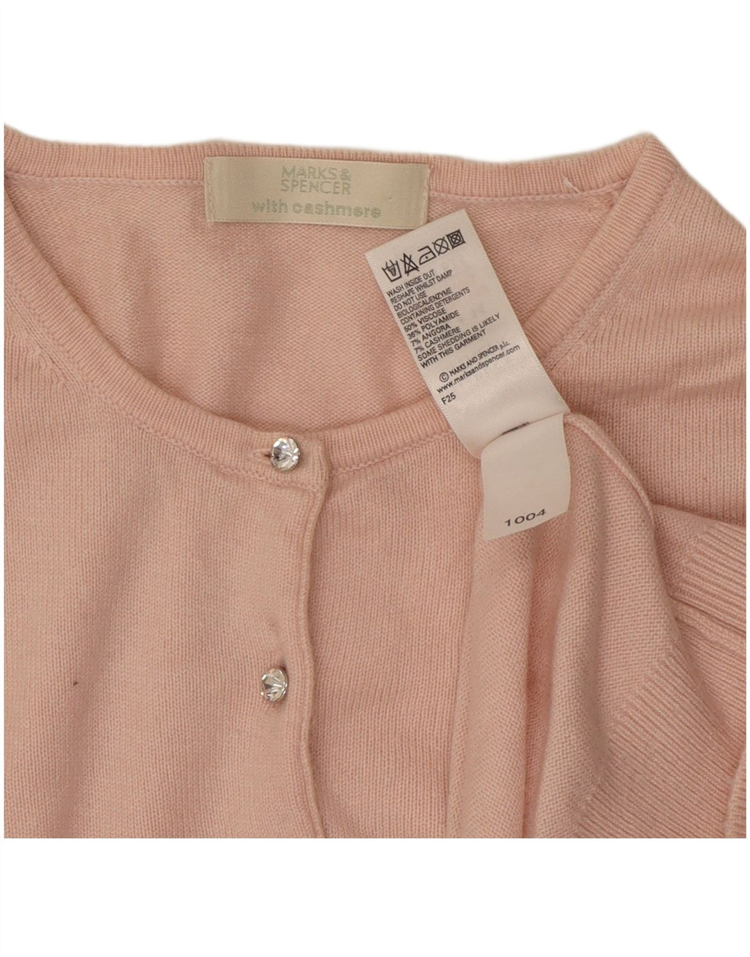 Marks & Spencer Dame Crop Cardigan Sweater UK 14 Medium Pink Viscose