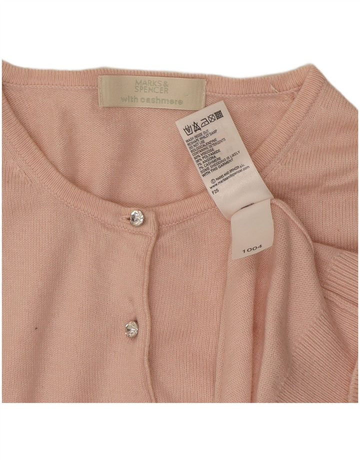 Marks & Spencer Dame Crop Cardigan Sweater UK 14 Medium Pink Viscose