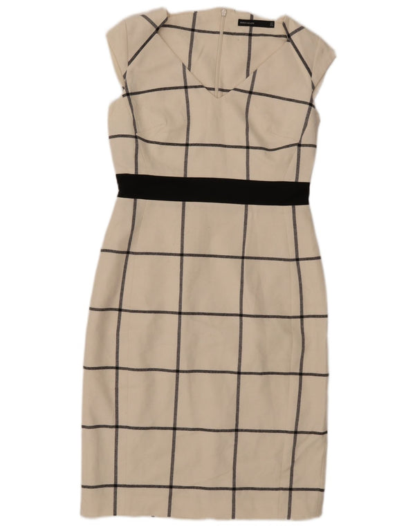 Karen Millen Womens Sheath Dress UK 10 Small Off White Ternet polyester