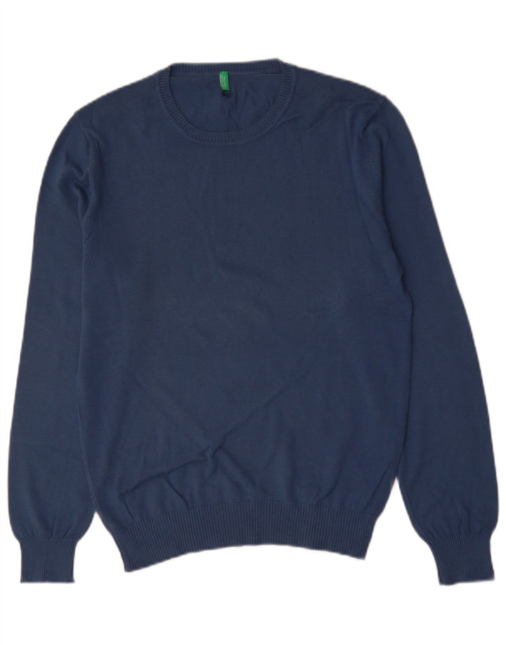 BENETTON Herre sweater med rund hals, lille blå bomuld